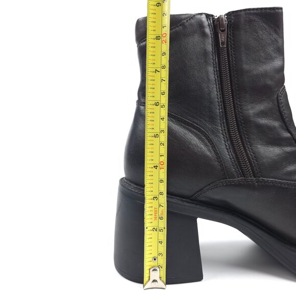 AMERICAN EAGLE 90s Vintage Leather Platform Ankle Boots Chunky Heel Y2k Grunge - Picture 9 of 13